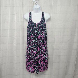 Jessica Simpson Blue Purple Sleeveless Dress Abstract Sporty Ruffle Zip 6
